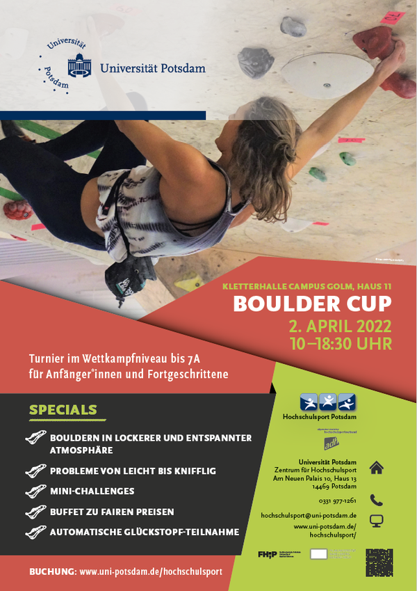 Plakat für Boulder Cup Hochschulsport Potsdam