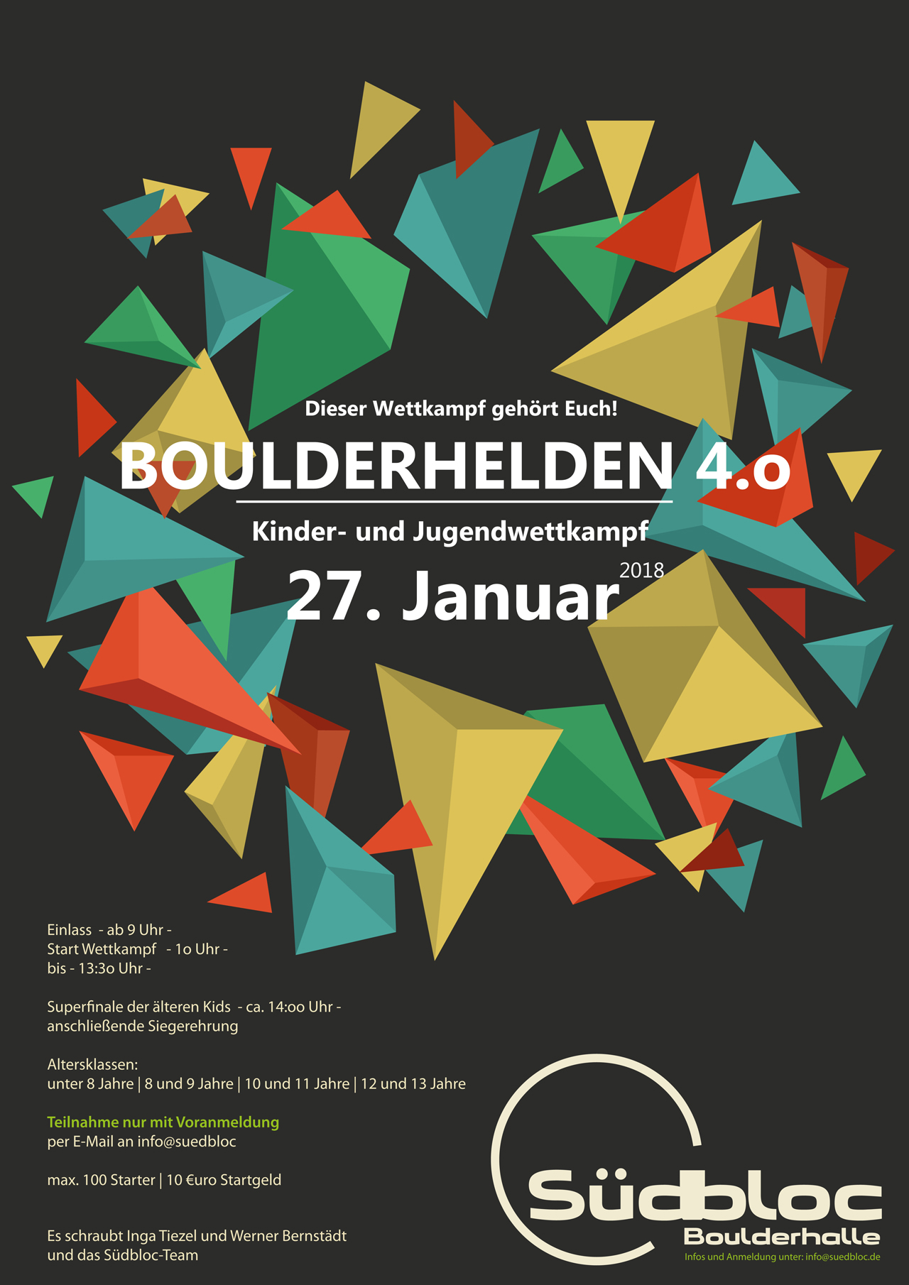 Poster für Boulderhelden 4.0 - Südbloc Kinder- und Jugendwettkampf