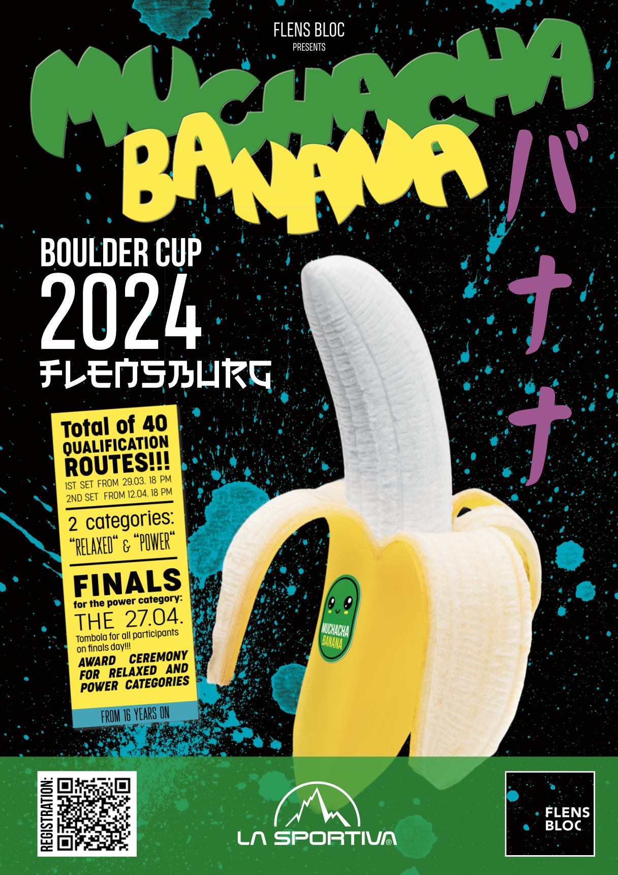 Poster for Muchacha Banana BoulderCup 2024 - FlensBloc