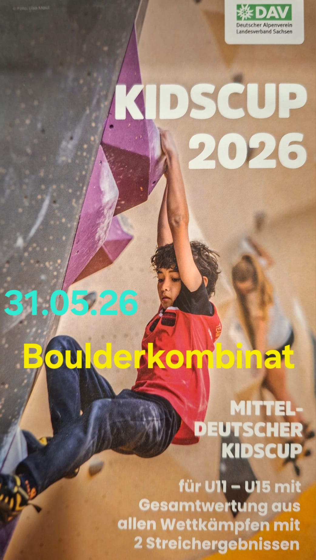 Poster für DAV Kids-Cup 2026 bouldern | Station Boulderkombinat
